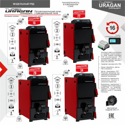 Котел твердотоп полуавтомат URAGAN Prof Turbo 16